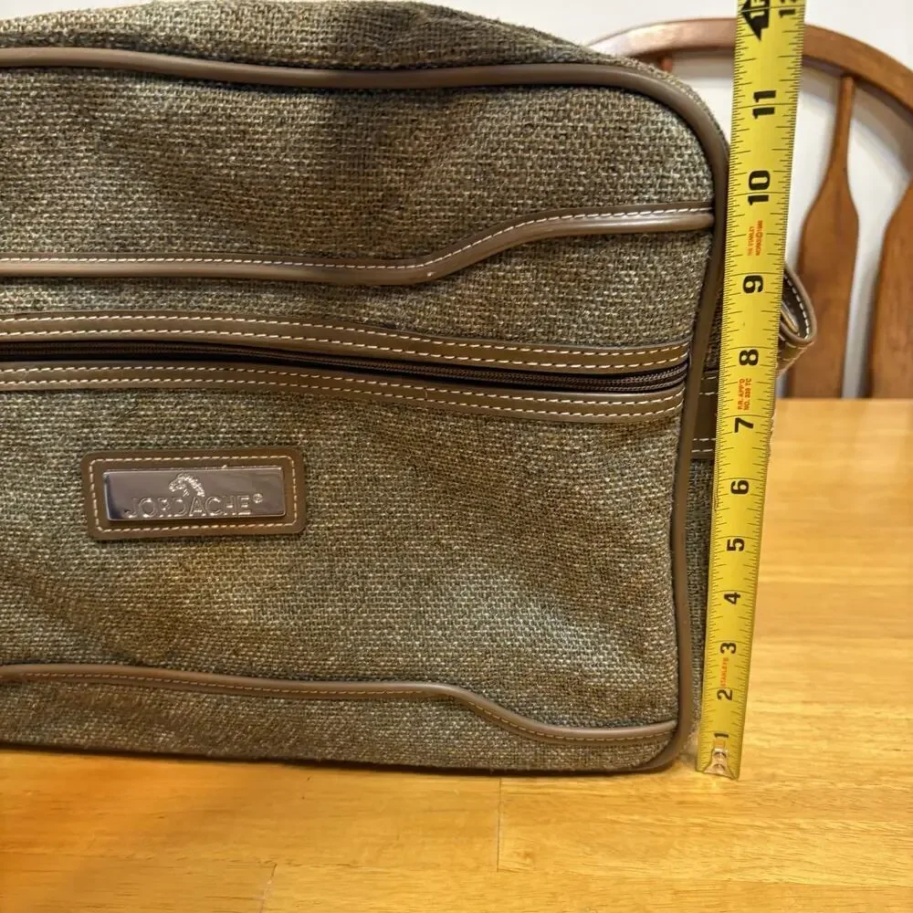 Jordache Tweed Carry On Overnight Bag Tote Luggage Weekender 15.5x11.5x6 Vintage